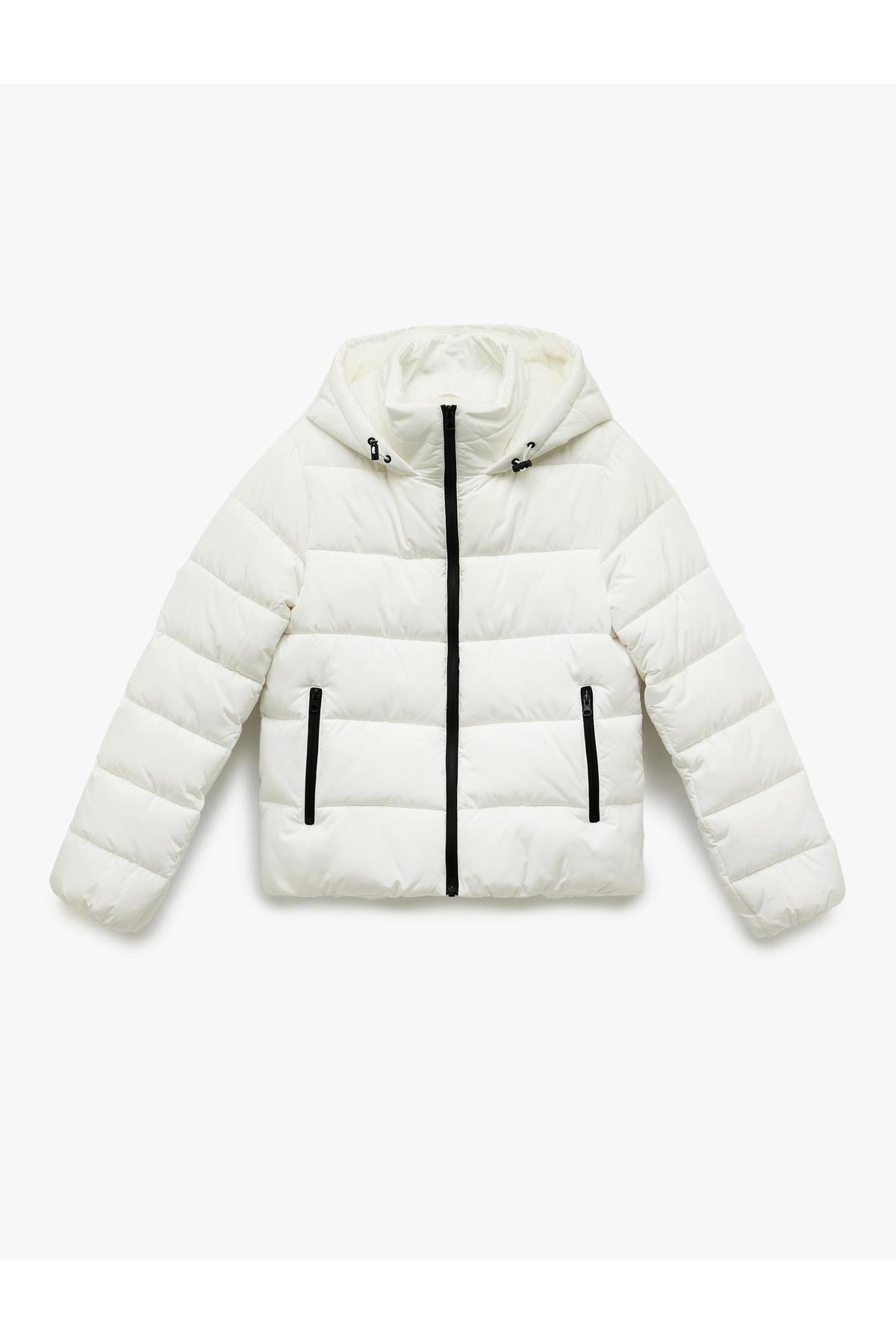 Koton  Kapüşonlu Uzun Kollu İçi Suni Kürklü Fermuarlı Cepli Şişme Mont - Görsel 4