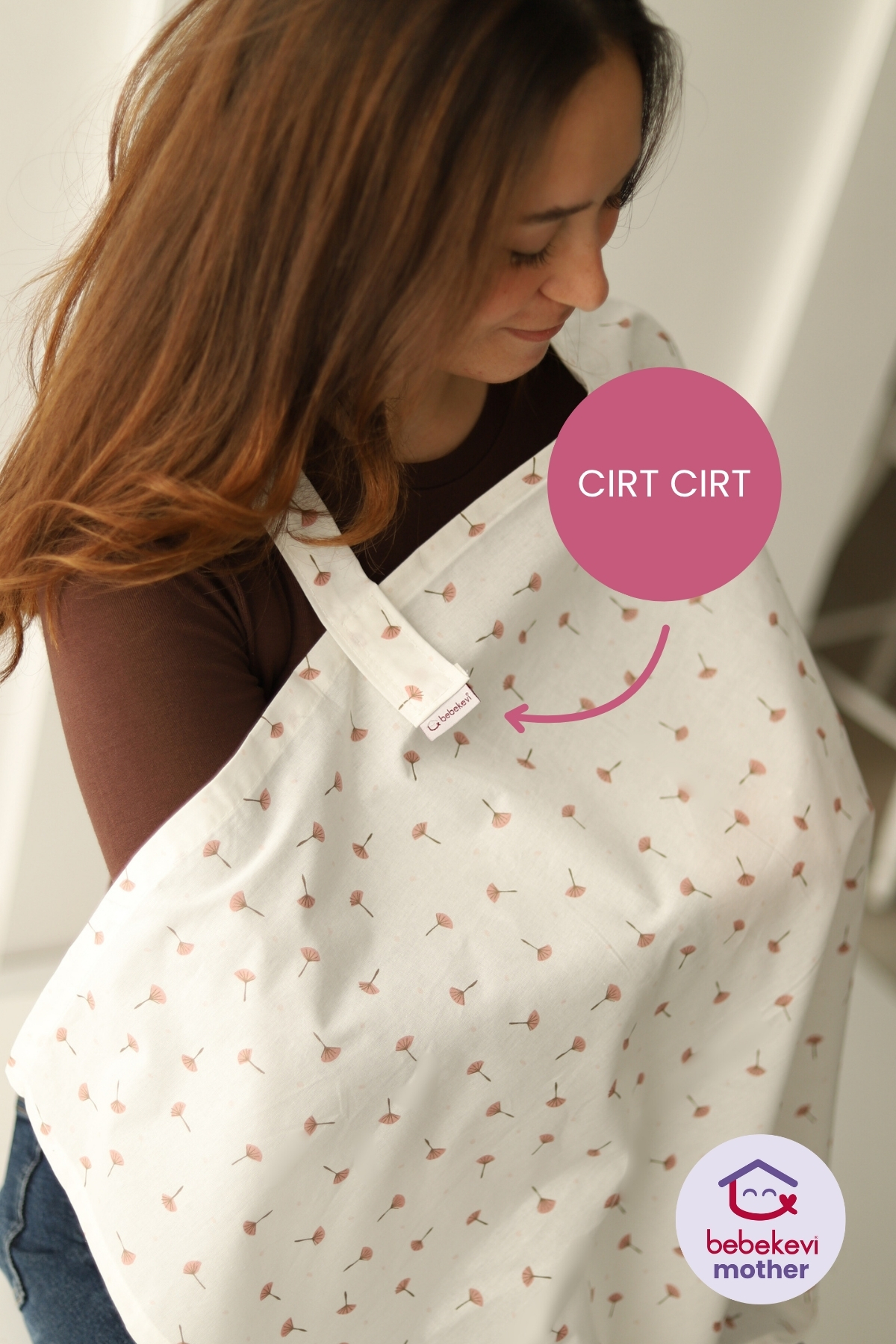 Bebekevi %100 Pamuk EOKO-TEX Sertifikalı Poplin Emzirme Önlüğü - Pembe fotoğrafı 3 (önizleme)