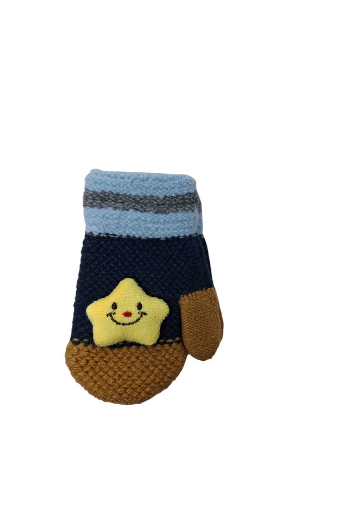 Kitti Spteks 1-3 Yaş Erkek Bebe Lacivert Renk Tatlı Yıldız Figürlü Kışlık Örme Eldiven fotoğrafı 4 (önizleme)