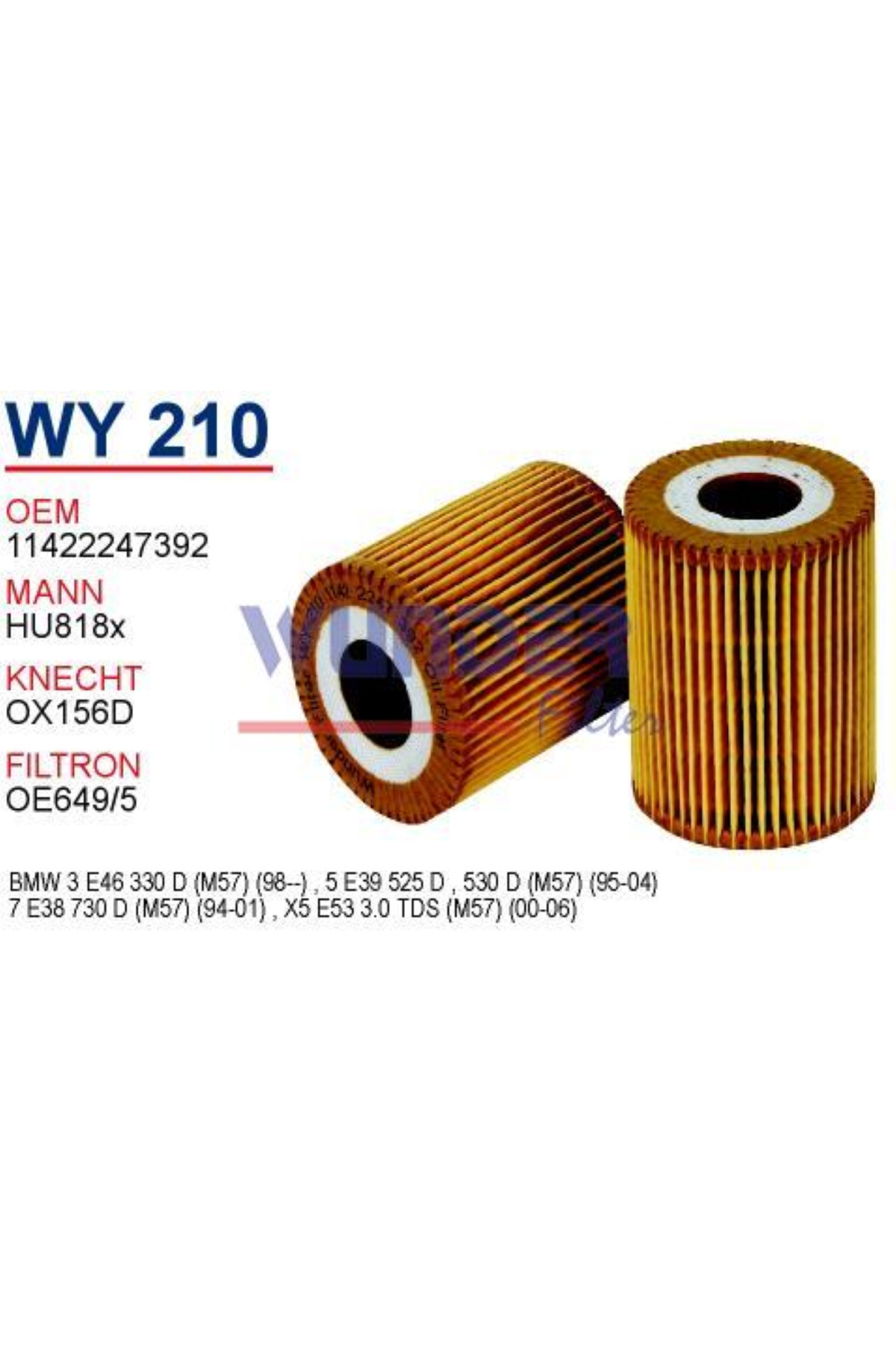 FİLTRE YAĞ BMW (E46) (E39) (E38) (E53) Landrover Range Rover III