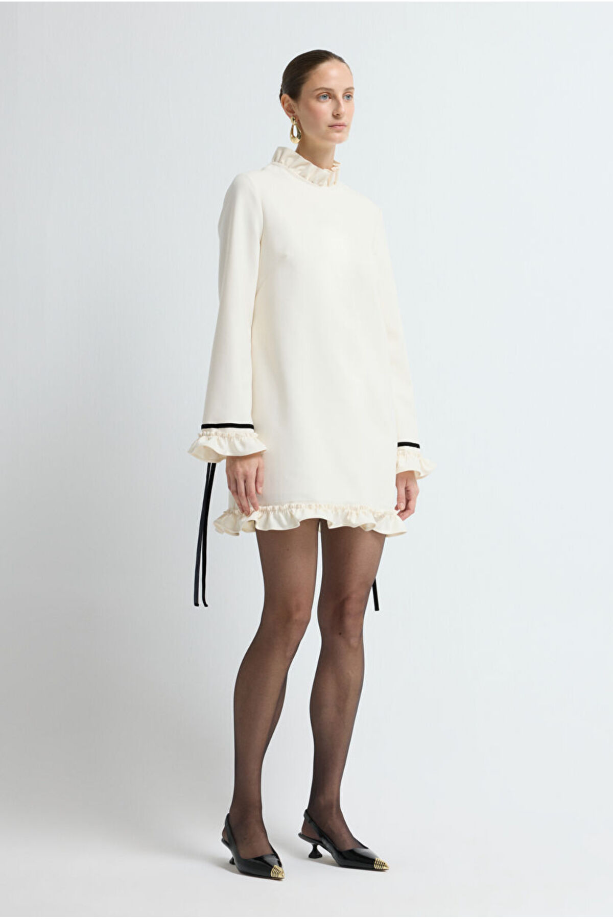 adL  Gabardin Bağlamalı Elbise - Görsel 4