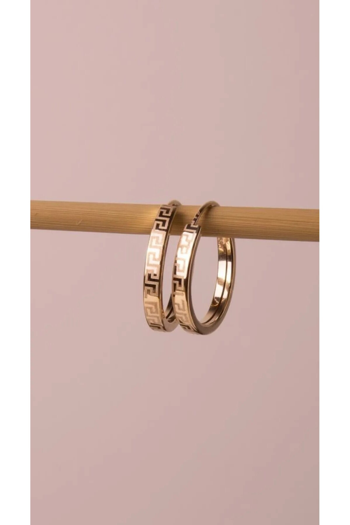 Giza Jewelry Altın Düz Grek Desenli Halka Küpe 1.6 Cm 14 Ayar