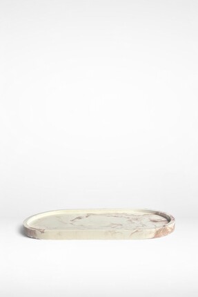 MORF Design MERMER Serisi Beton Tepsi – Oval Mermer Desenli Organizer
