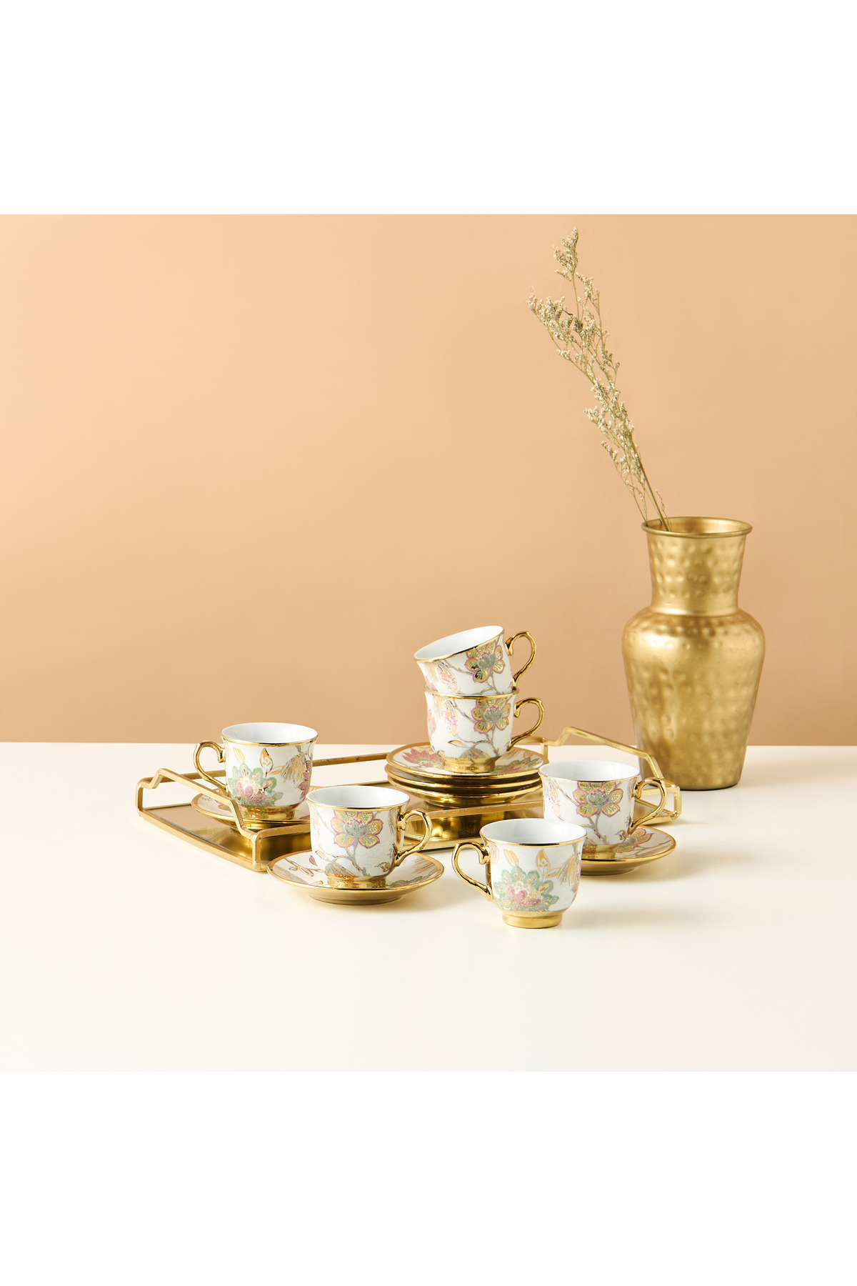 Lifestyle Floral Print 12-Piece Porcelain Coffee Set
