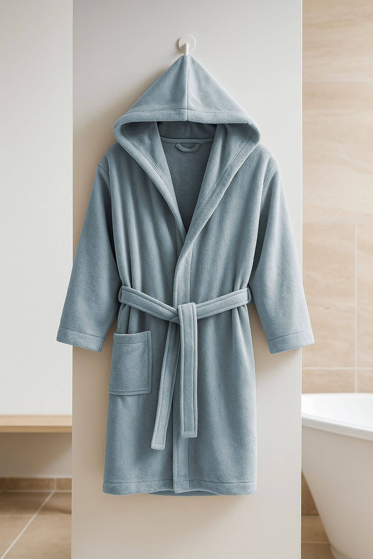 Elif Mira Genç Kız / Erkek Çocuk Kapşonlu Garson Boy Kadife Bornoz %100 Pamuklu