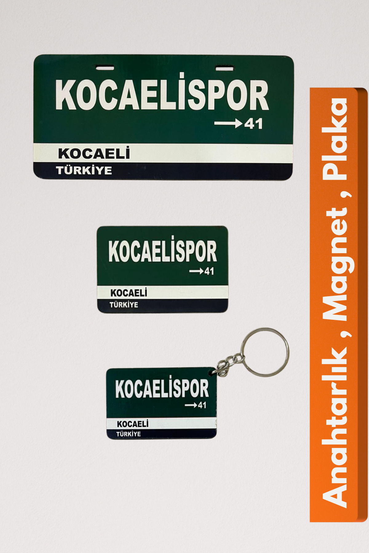 "Kocaelispor" Retro MDF Plate, Magnet and Keychain Set – 3mm MDF, Gift Fan