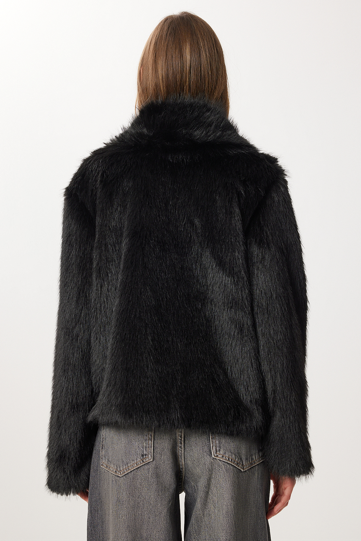 Lovelyİstanbul  Kısa Suni Kürk Kaban LXA0002 SİYAH - Görsel 7
