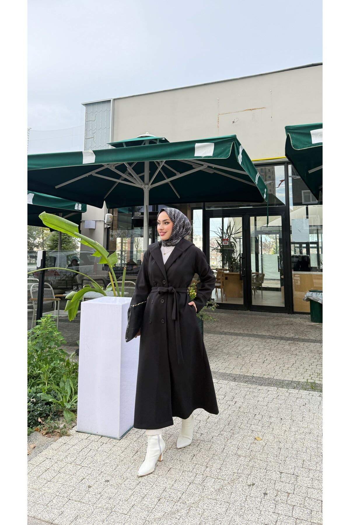 BURCU TESETTÜR  KAPŞONLU KAŞE KABAN - Görsel 7