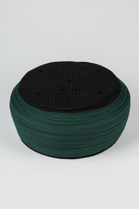 Sarıkhane Namaz Sarığı - Yeşil Kumaş - Siyah Takke - Yuvarlak Sarım - Nâli Şe...