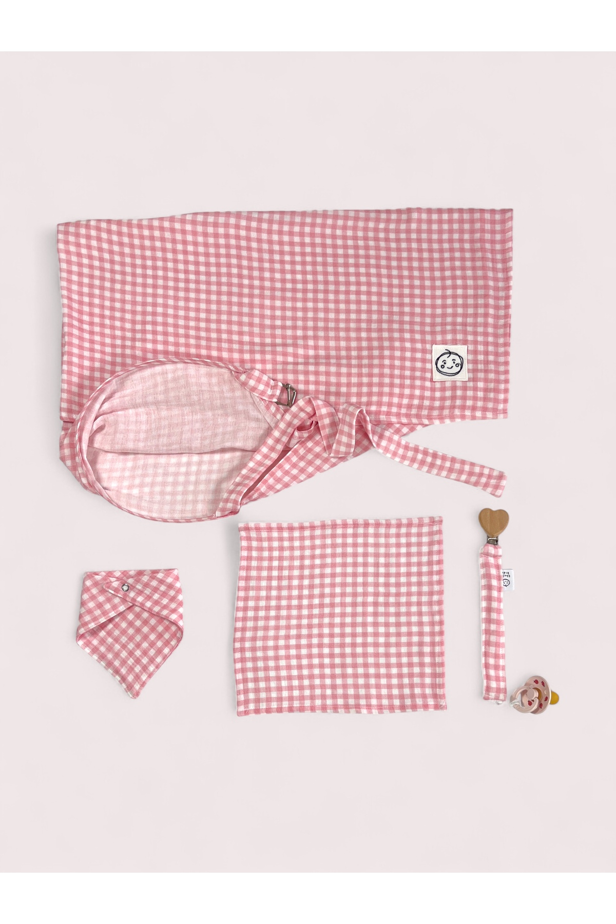 THELAKIDS Pembe Pötikare Baskılı Müslin Kumaş Bebek Seti - 4 Parça fotoğrafı 3 (önizleme)