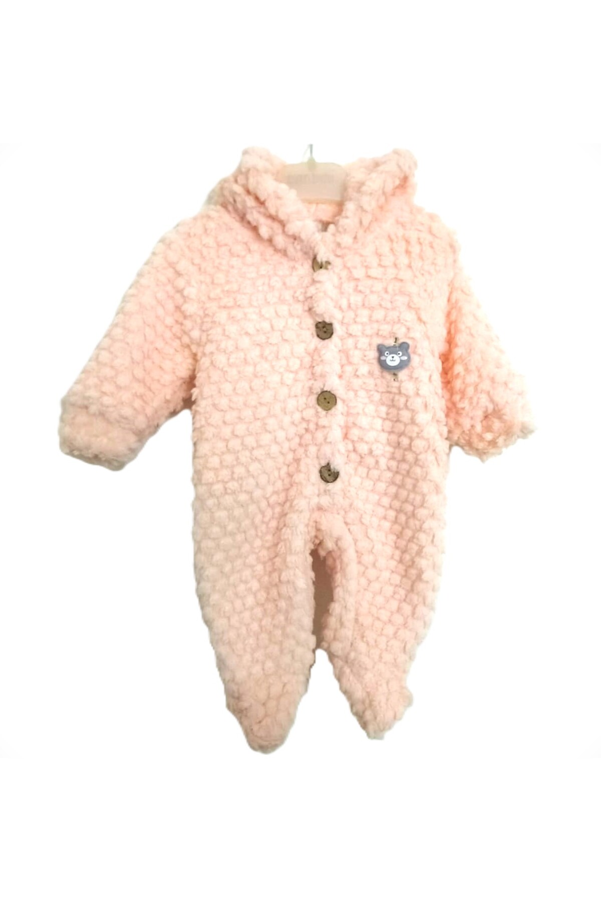 Dandini Petek Desenli Kapişonlu Polar Bebe Tulumu fotoğrafı 2 (önizleme)