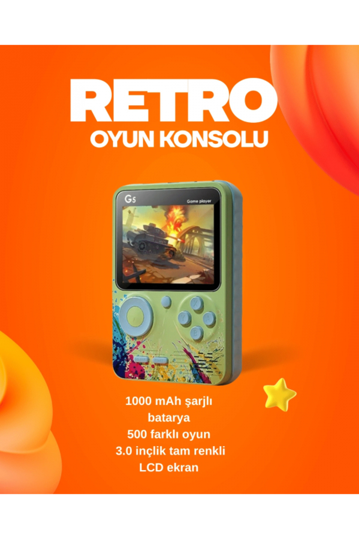 SELFBUYSELL 500 Oyun Hafızalı G5 Game Box – Renkli Lcd Ekranlı