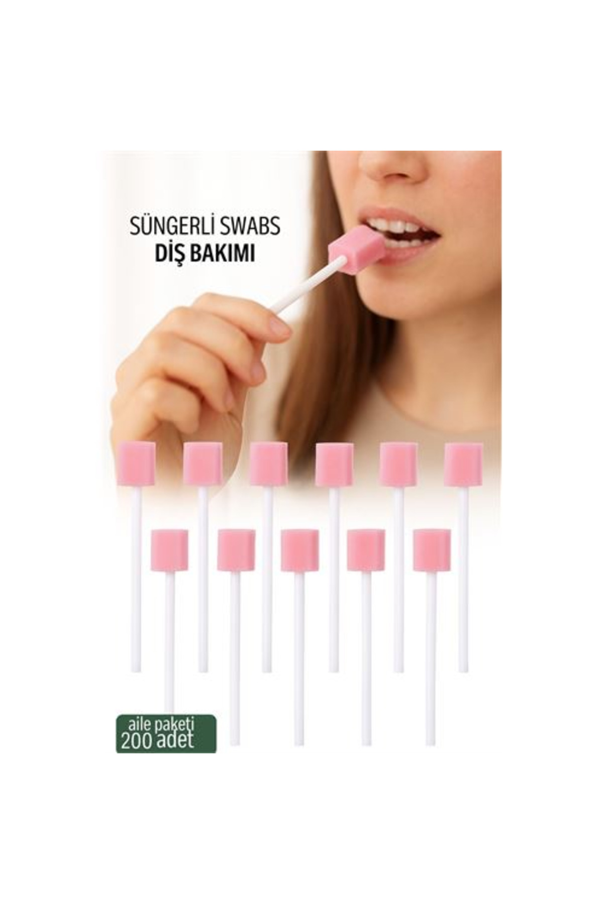 FRY HSNET Süngerli Swab - Ağız ve Diş Bakım Çubuğu - 200 Adet Aile Paketi