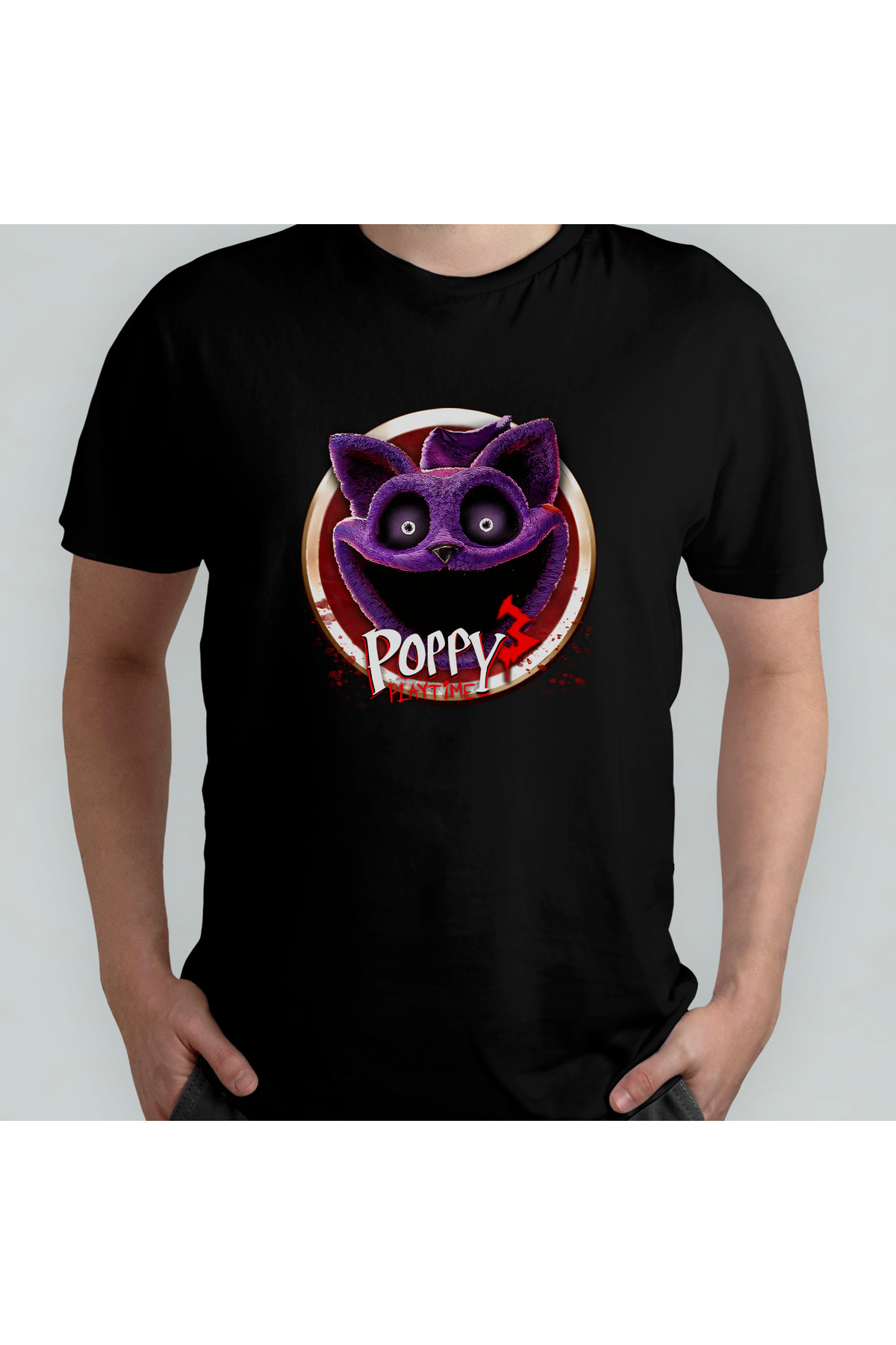 Pixxa Poppy Playtime 3 CatNap %100 Pamuklu Bisiklet Yaka T-Shirt