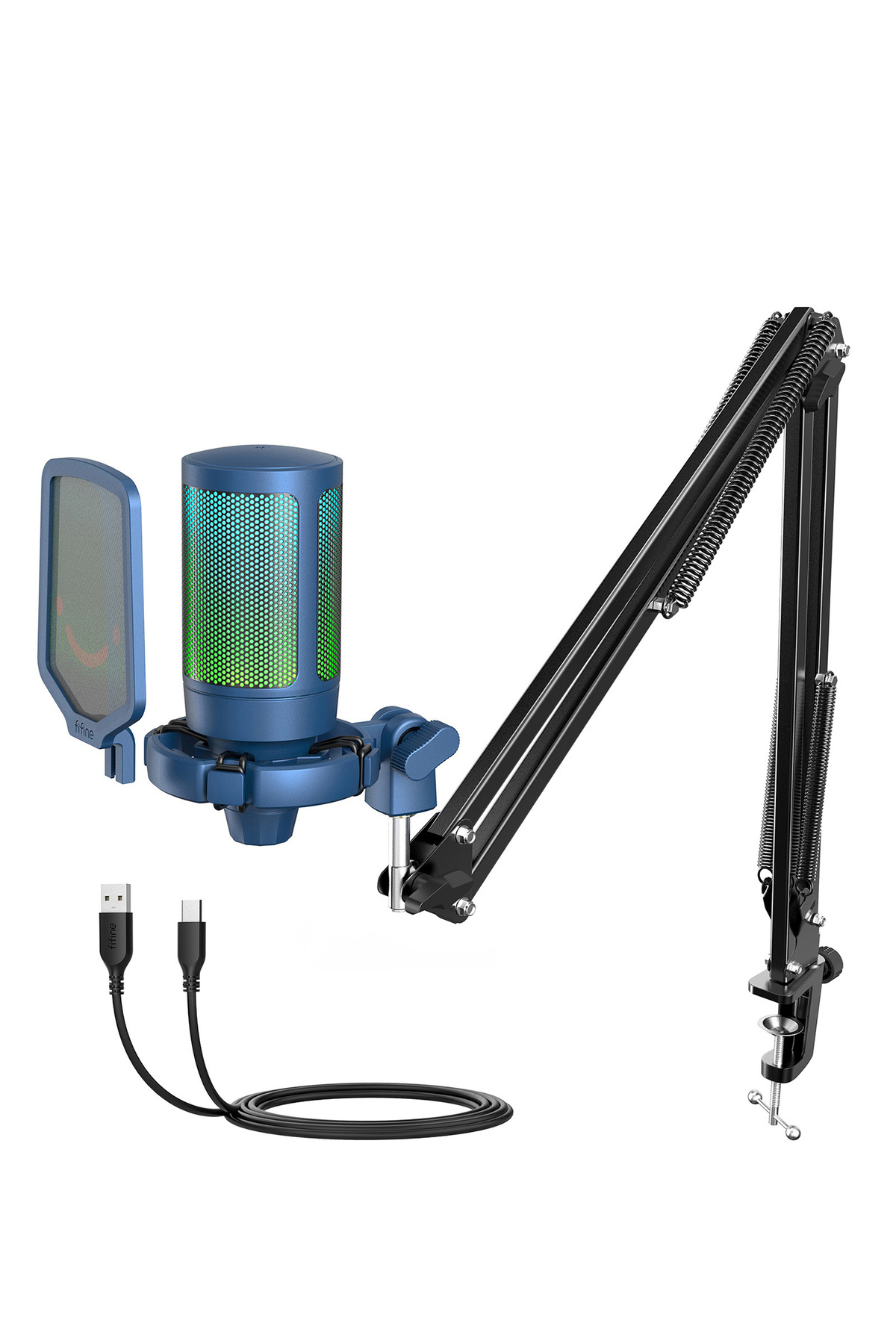Fifine Ampligame A6TB Rgb Usb Mavi Mikrofon Seti