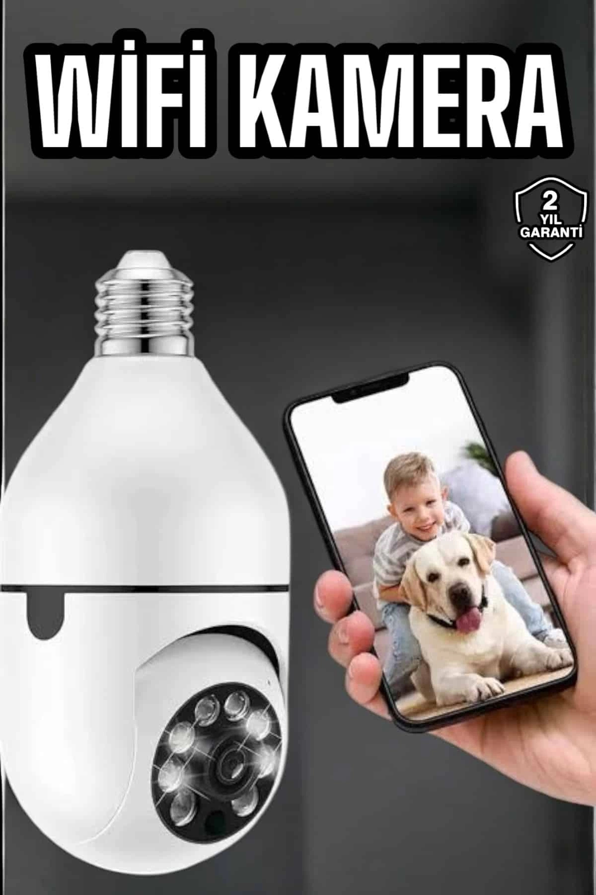 BYDNZ SHOP Güvenlik Kamerası Wifi Kamera Duylu Ev Kamerası Wifi Bağlantılı Dönebilen