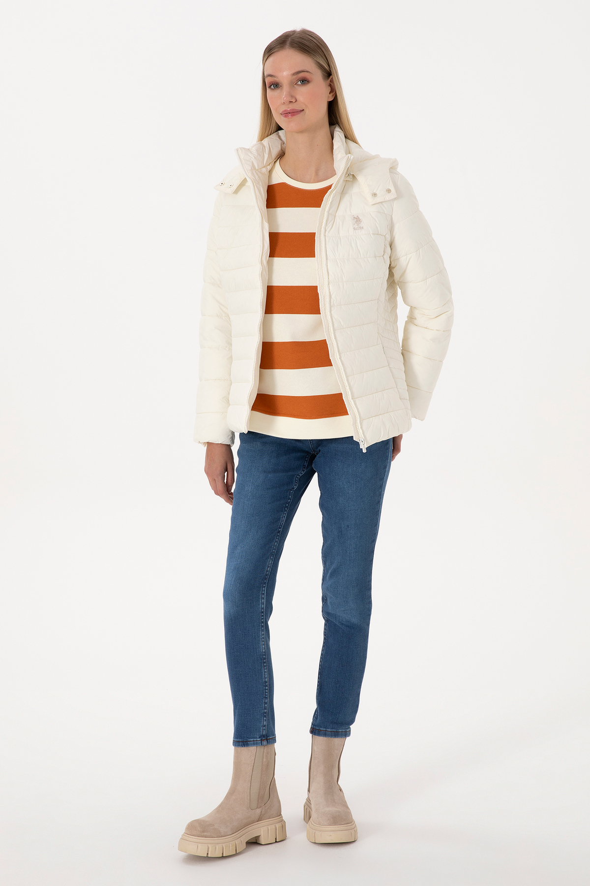 U.S. Polo Assn.  Kadın Krem Mont 50307935-VR256 - Görsel 4