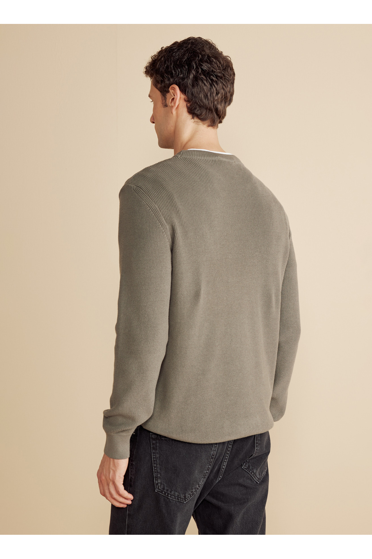 BROOKS BROTHERS Bisiklet Yaka Standart Haki Erkek Kazak BBFW25MKL013 görsel 5