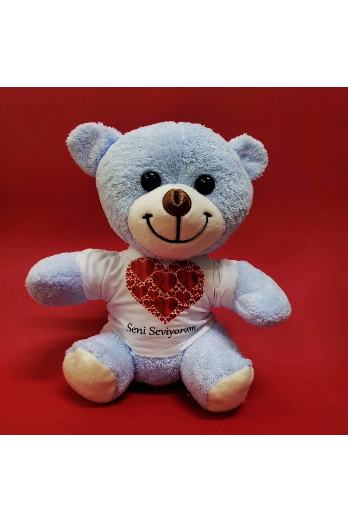 BYDNZ SHOP Kalpli Seni Seviyorum Yazılı Tişörtlü Peluş Ayıcık