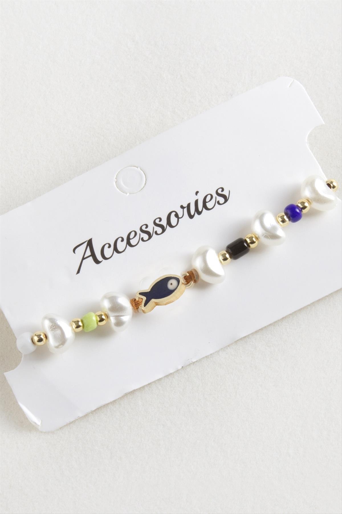 fantastik store Balık İnci Boncuk Makrome İp Bileklik