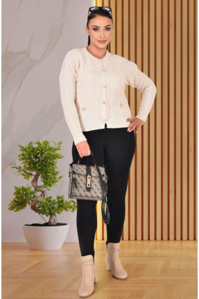 acetinkaya DÜĞME DETAYLI ÖRGÜ HIRKA