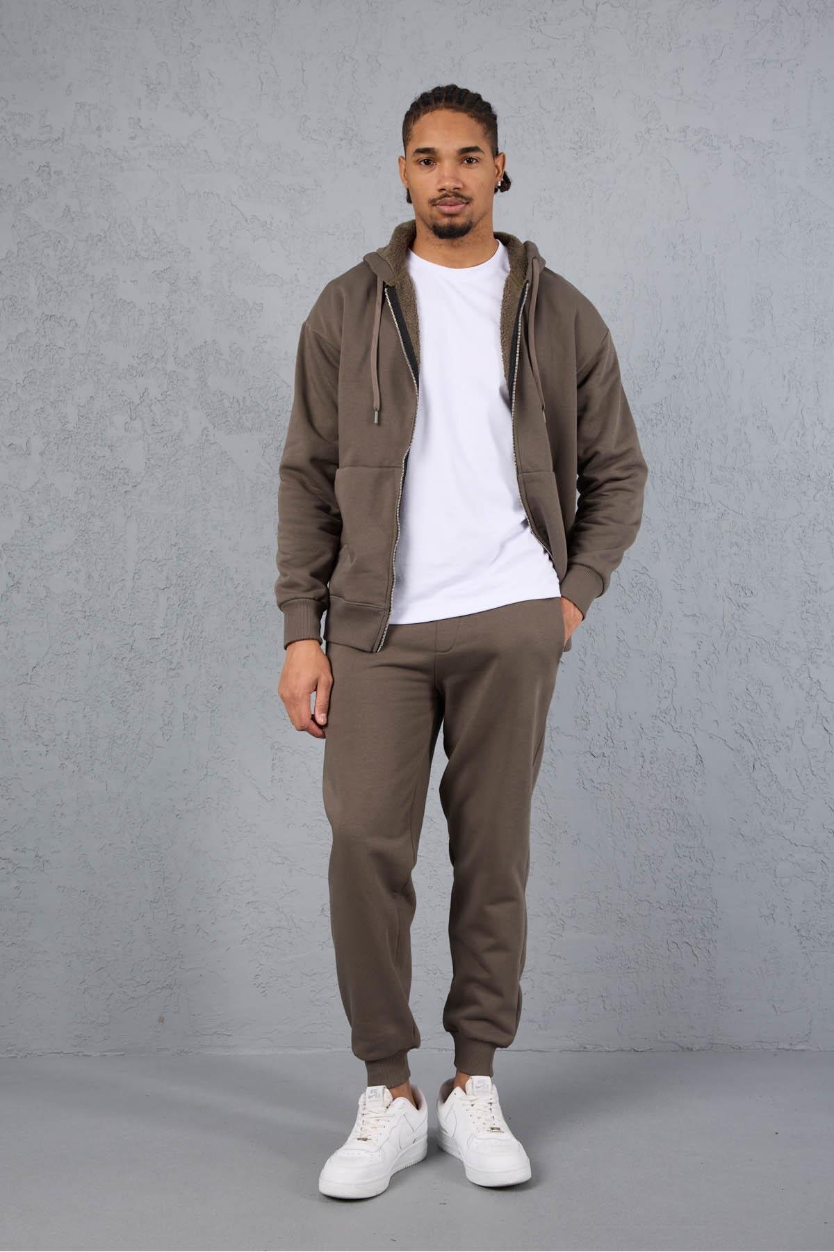 Valiberta İçi Peluş Üç İplik Kumaş Oversize Fermuarlı Kapüşonlu Sweatshirt - Kapari görsel 8