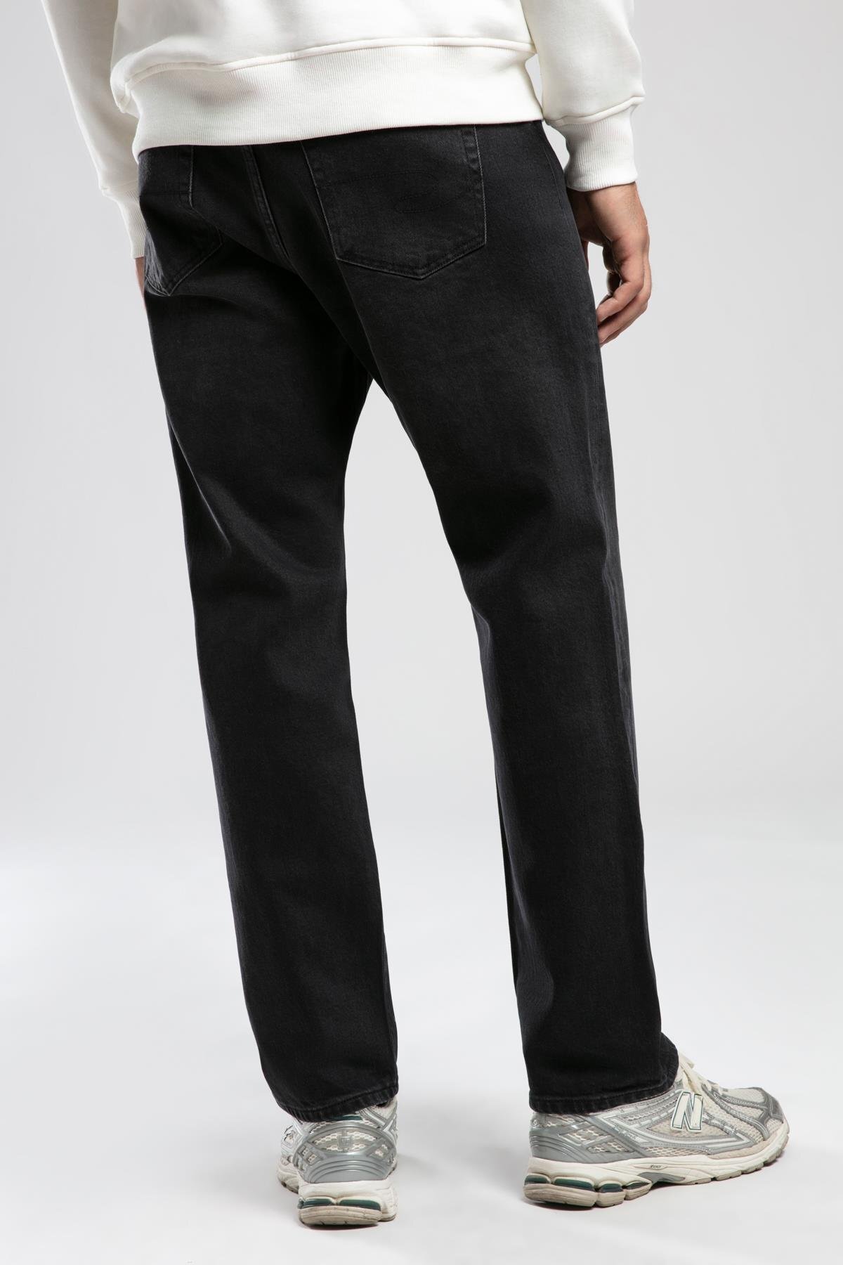 Lee Cooper  Ricky Erkek Hıgh Rıse Straıght Rahat Kesim Yüksek Bel Düz Paça Jean Pantolon Siyah - Görsel 3