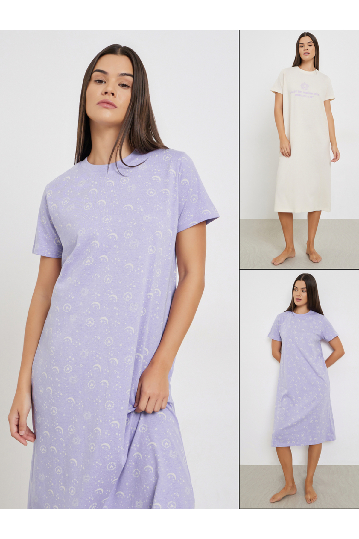 Styli Pack of 2 - Sun and Moon Graphic Sleep T-Shirt Dress