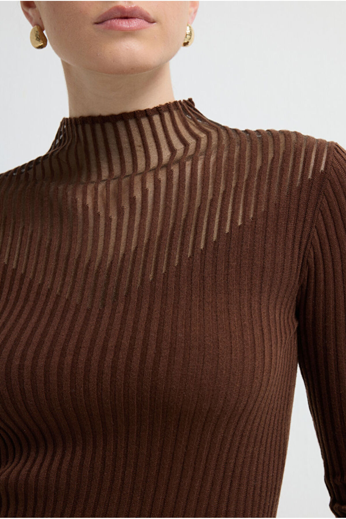 adL  Şeffaf Örgülü Triko Kazak - Görsel 2