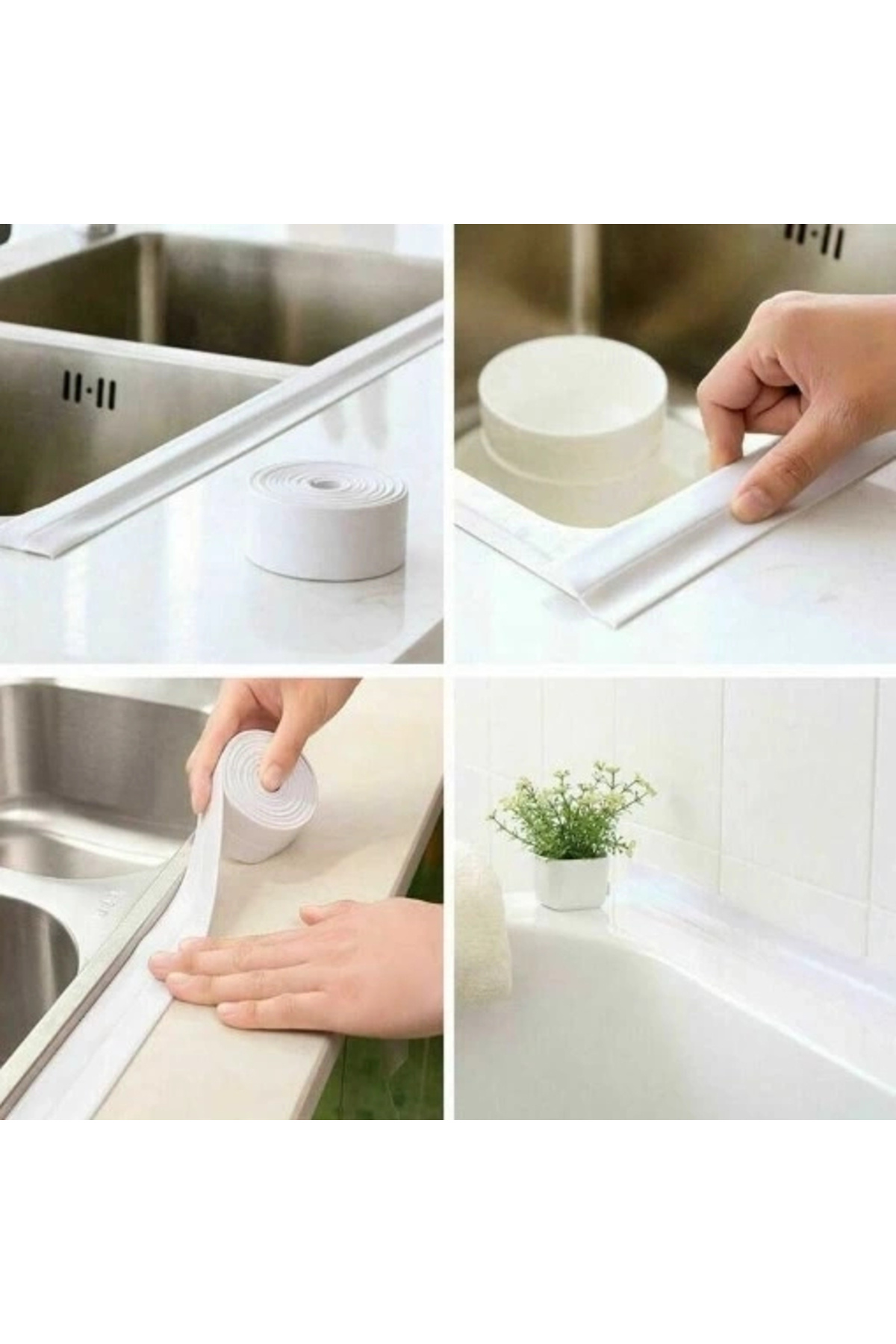 BYDNZ SHOP Pratik Beyaz Su Sızdırmaz Lavabo Kenar Bandı (3.2m)