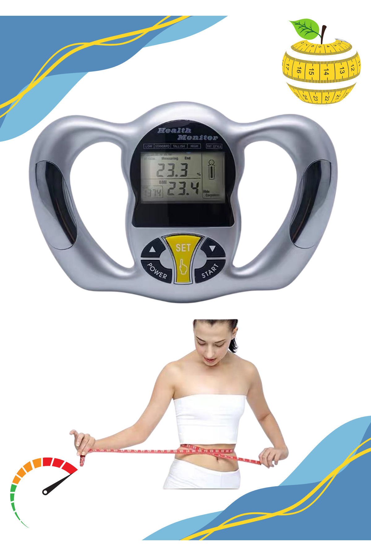 BEKAZE EL TİPİ AKILLI DİJİTAL YAĞ ÖLÇER VE VÜCUT ANALİZ CİHAZI