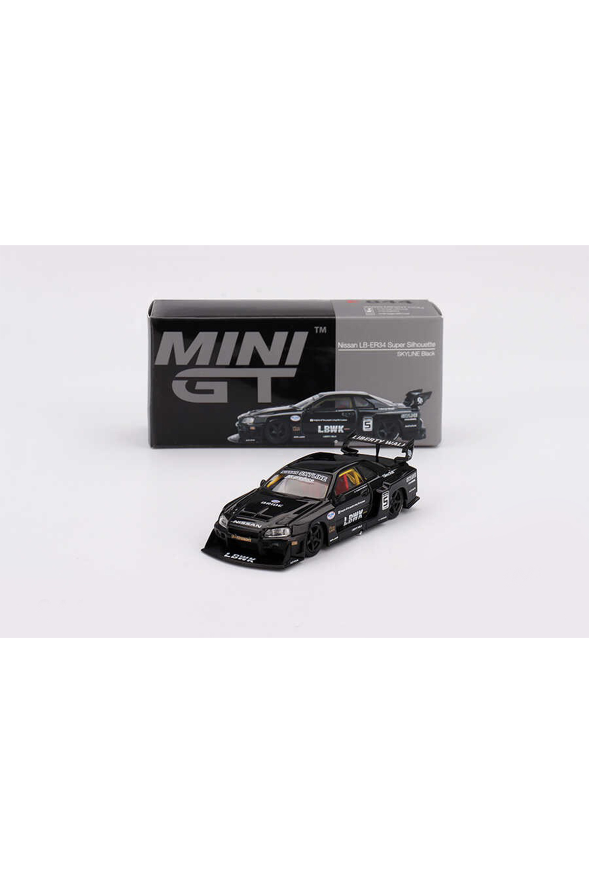 MINI GT LBWK r34サイン入り 1:64 Mini GT Nissan LB-ER34 Super Silhouette SKYLINE Black Diecast