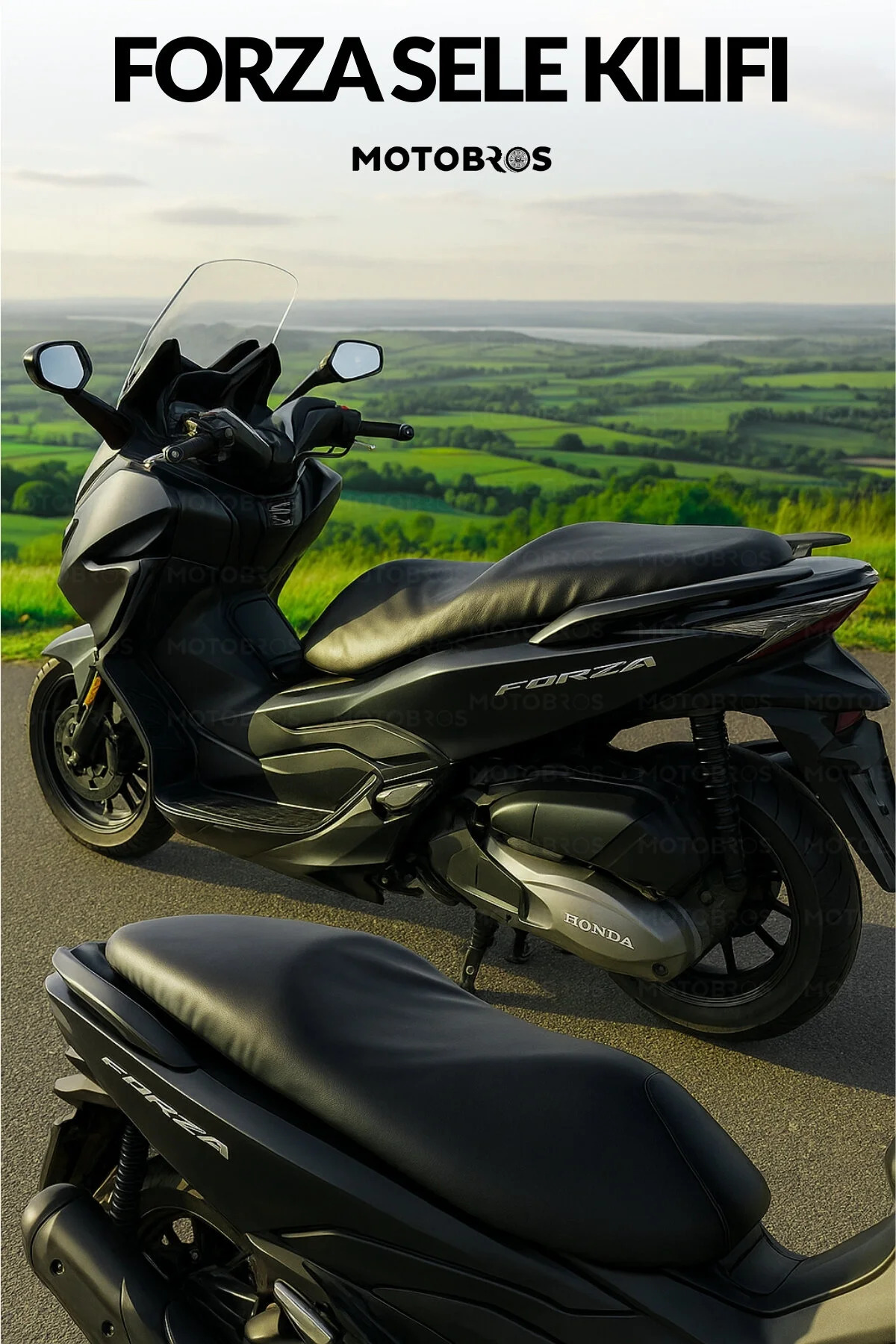 Motobros Honda FORZA Uyumlu Deri Koltuk Sele Kılıfı – Su Geçirmez, Kaymaz, Koruyucu Motor Sele Kılıfı fotoğrafı 2 (önizleme)