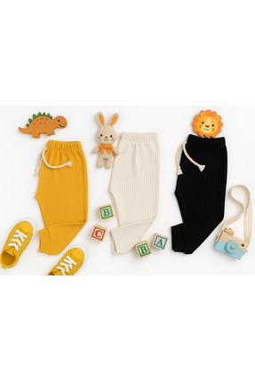 Kiddy Boo 3lü Set Eşofman Altı %100 Pamuk 0-3Ay/3 Yaş arası Kız Erkek Bebek&Ç...