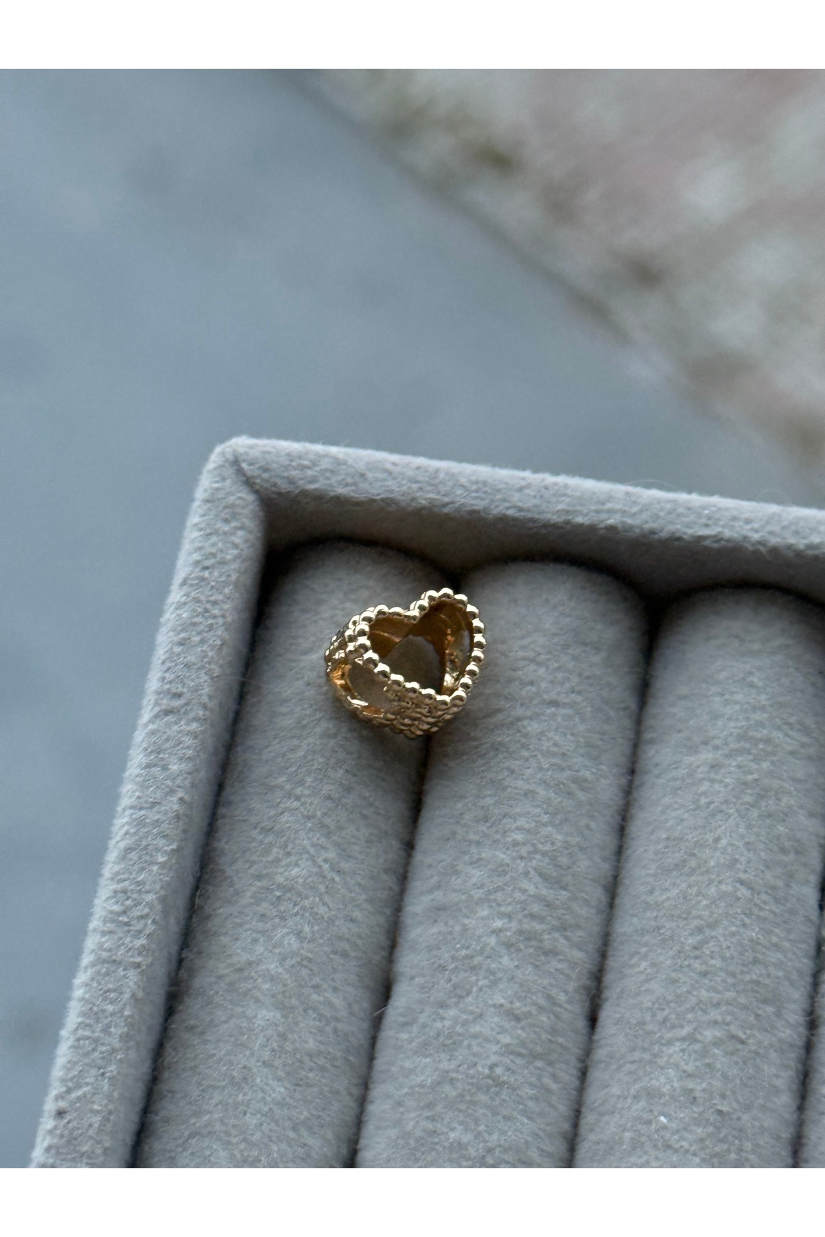 asaf Altın renk boncuklu kalp charm | Asafaccessory