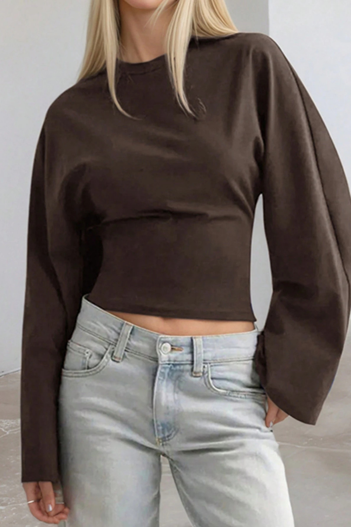 Tarz Cool  Kadın Uzun Kollu Belden Oturtmalı Bluz - Görsel 4