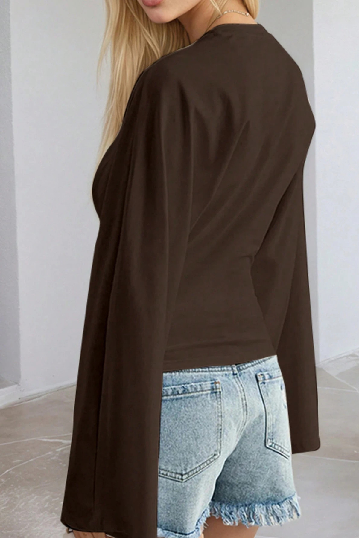 Tarz Cool  Kadın Uzun Kollu Belden Oturtmalı Bluz - Görsel 5