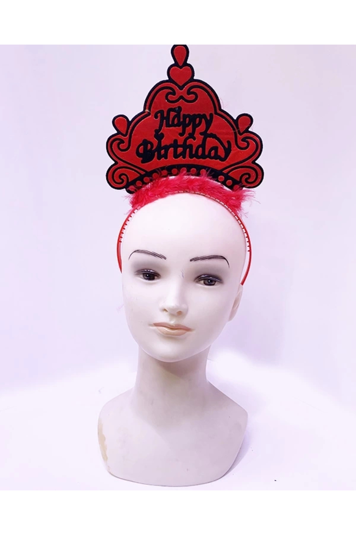 BYDNZ SHOP Happy Birthday Neon Kırmızı Renk Doğum Günü Tacı 24x15 cm