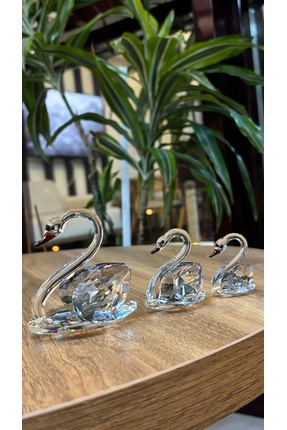 Kiri Dekoratif Kristal Cam Üçlü Kuğu Şeffaf