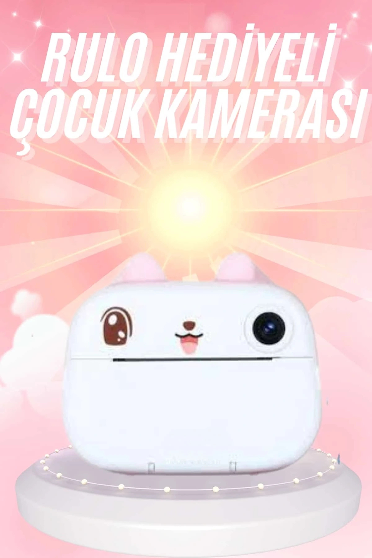 shopwave Çocuklara Özel Şirin Tasarımlı Mini Fotoğraf Yazıcısı 3 Adet Rulo Hediyeli