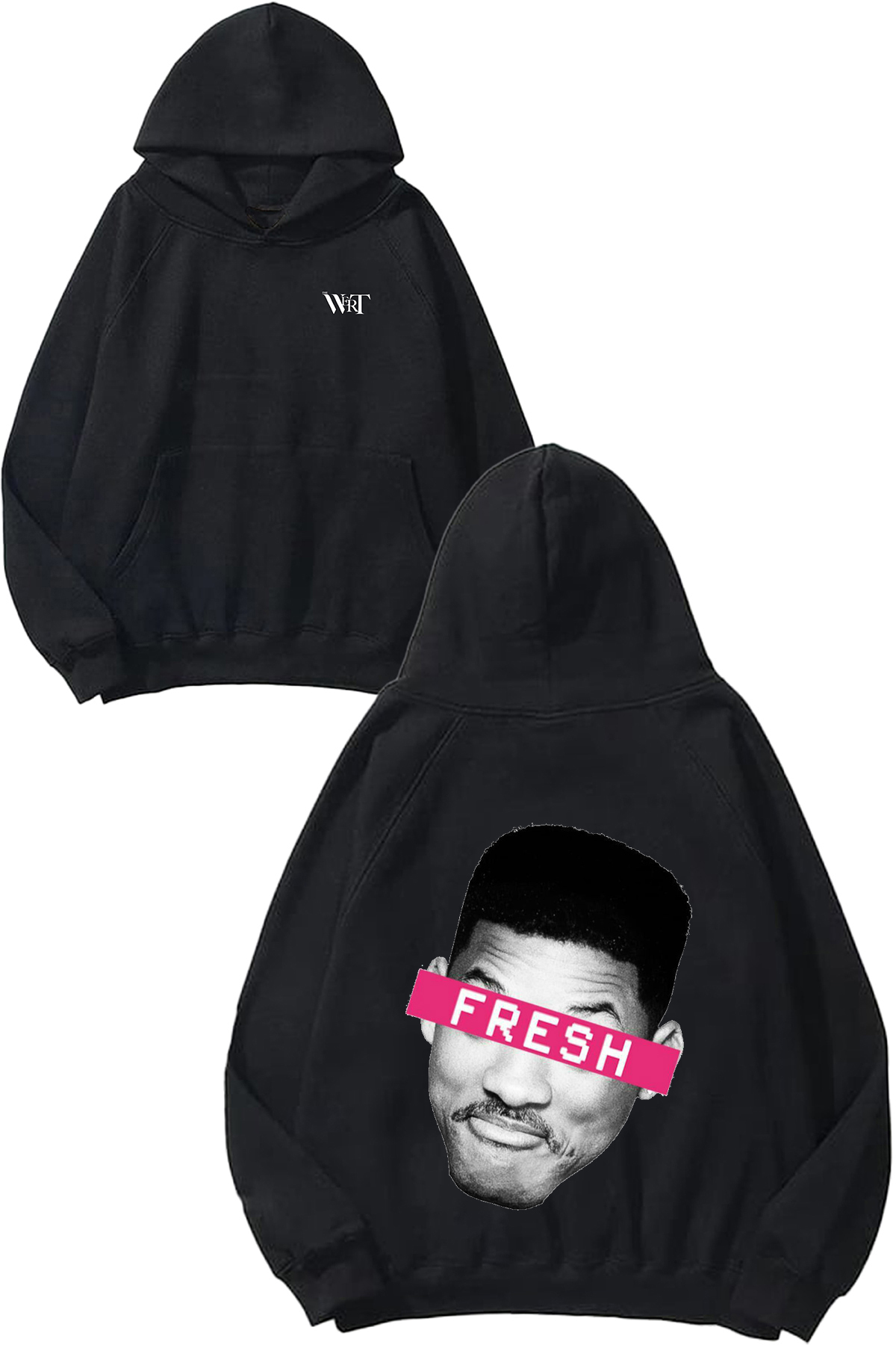 THEWERT Will Smith Fresh Design Back Printed Black Hooded Sweatshirt