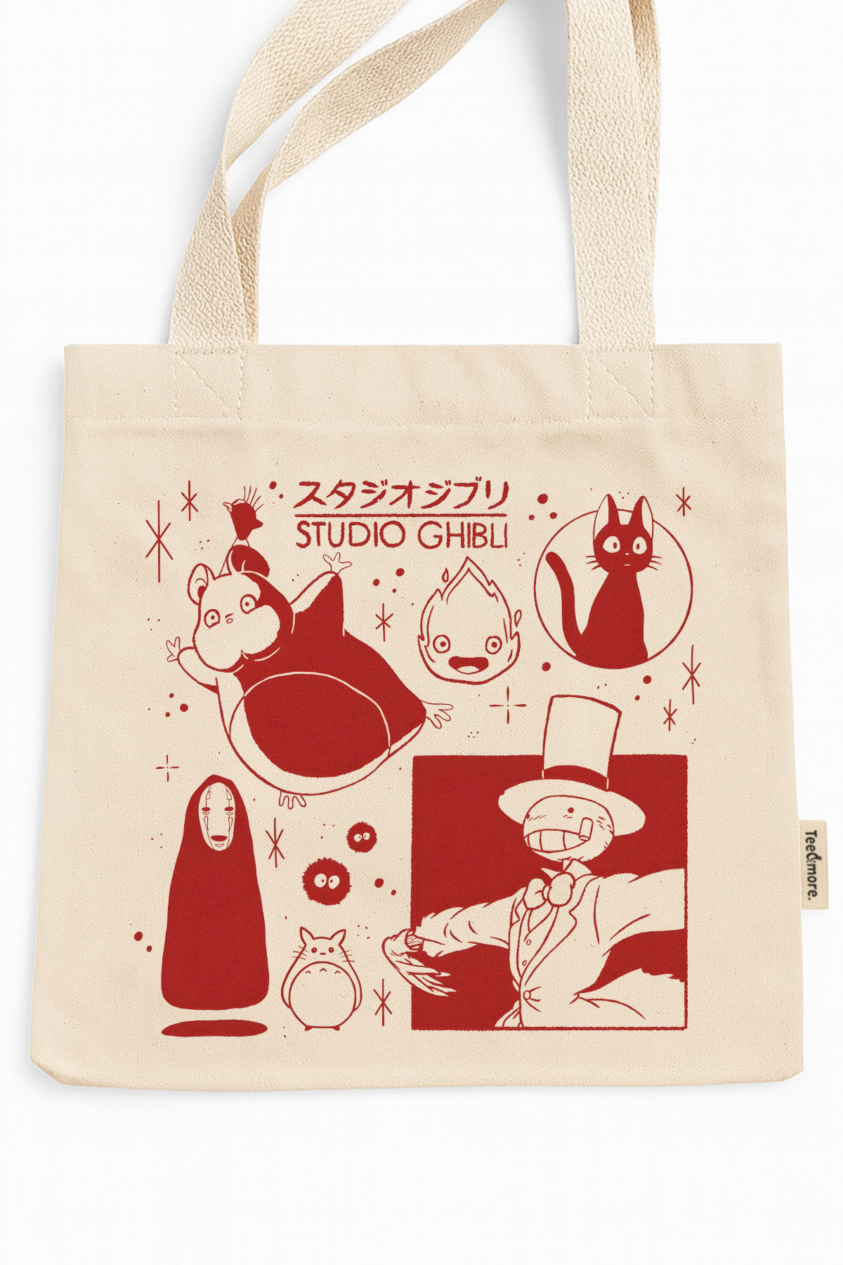 Tee&more. Studio Ghibli Baskılı Cırtlı ve İç Cepli Kanvas Bez Çanta görsel 3
