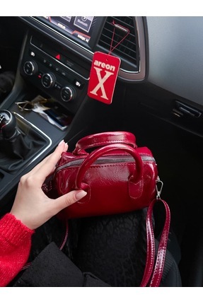 LİZZY BAG kırmızı Suni Deri Kırışık Kumaş Tek Bölmeli Fermuarlı Ayarlanabilir...