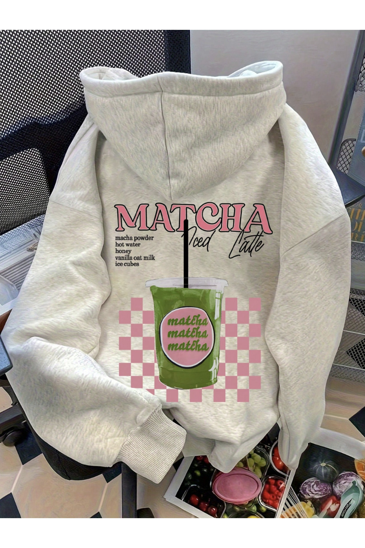 COHERENT  Unisex Erkek/Kadın Renkli MATCHAG Özel Baskılı Pamuklu Oversize Kapüşonlu Sweatshirt