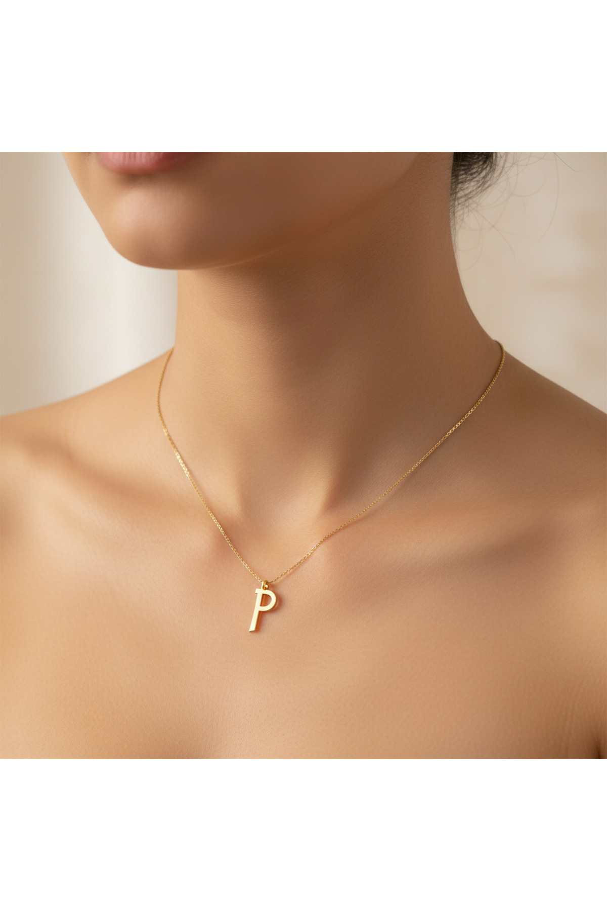 TabiTela 8 ayar altın kolye ucu "P"harfi GM723 0.5 gr