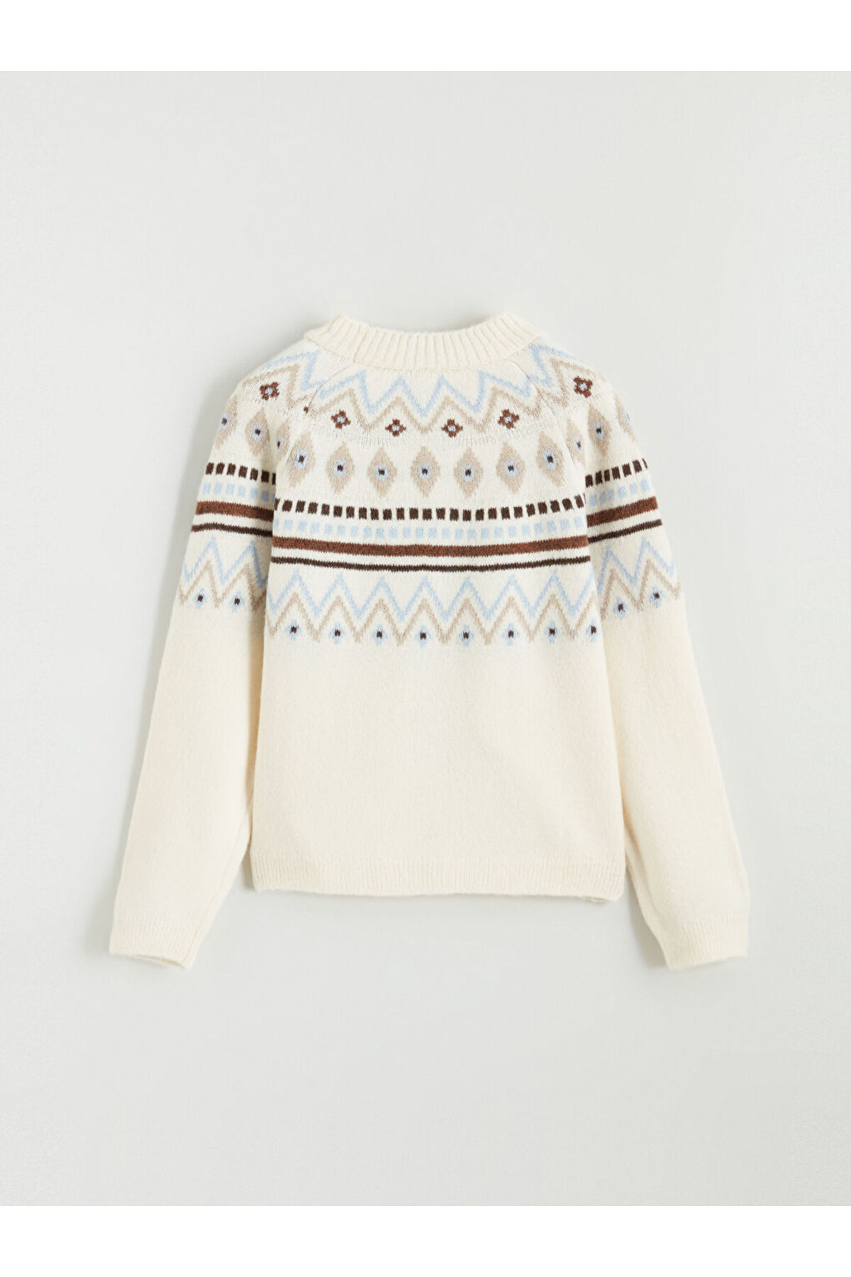 LC Waikiki Bej Bisiklet Yaka Desenli Kız Çocuk Triko Kazak fotoğrafı 3 (önizleme)