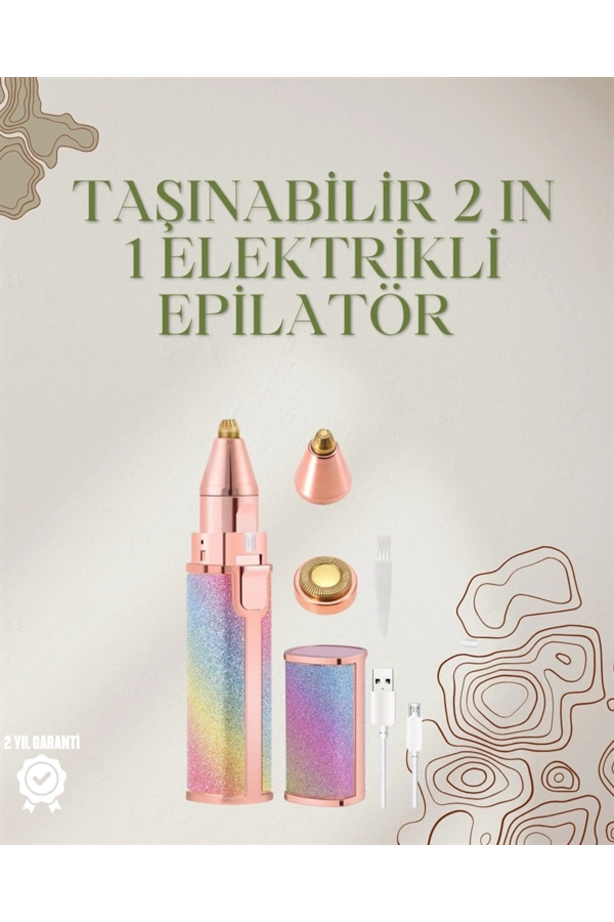 BYDNZ SHOP Mini Elektrikli Epilatör Cihazı – USB Şarjlı, Acısız Yüz ve Kaş Bakım Aleti