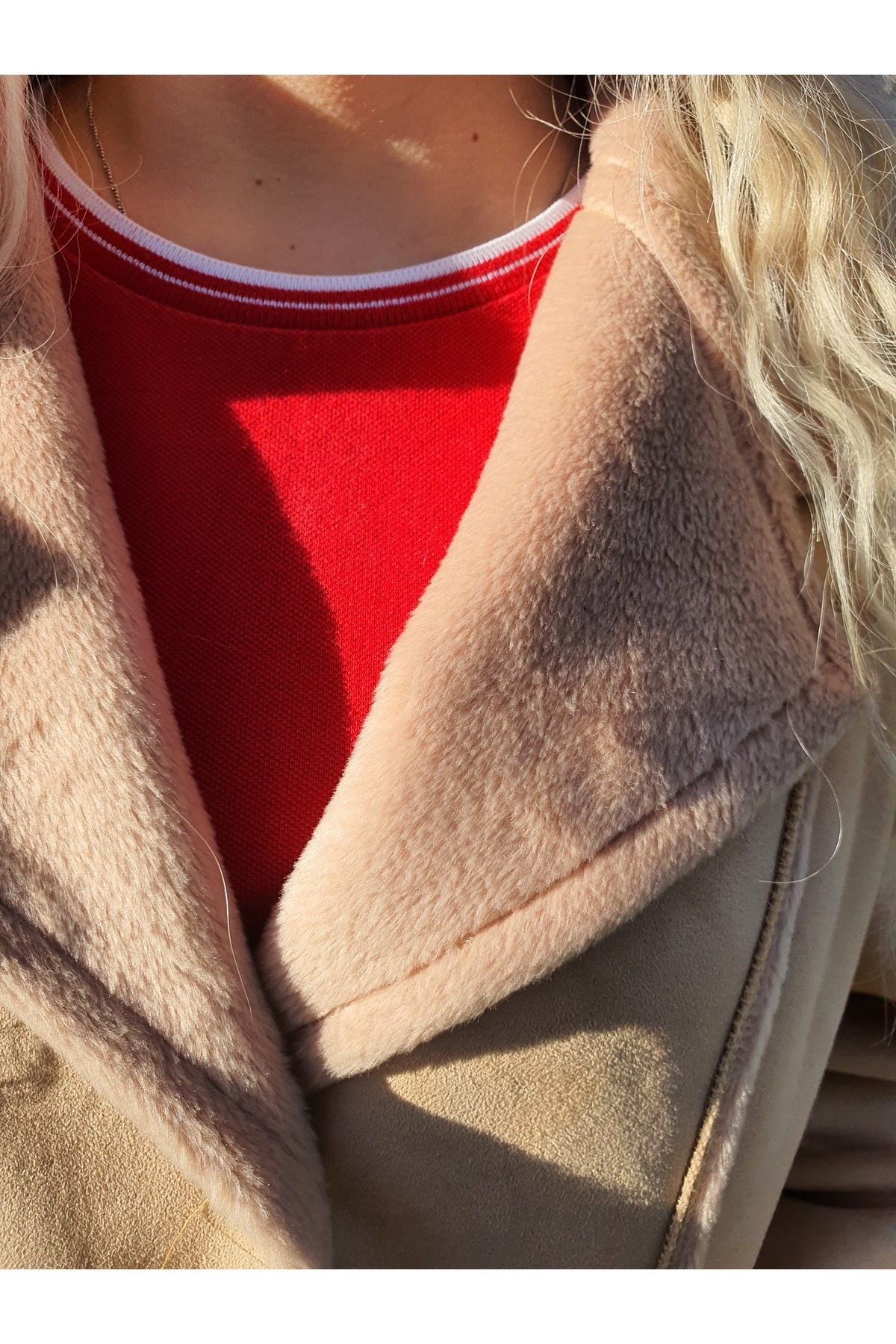 for example  Osmanlı Hanedan Modası Çok Yüksek Kalitede Krem Renk Kürklü Nubuk Deri Kadın Palto - Görsel 3