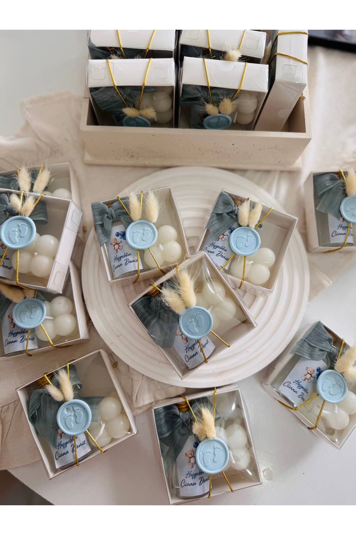 Mapel 15 adet kolonya ve bubble mum doğum günü, doğum, bebek, mevlüt, baby shower, bebek hediyeliği fotoğrafı 2 (önizleme)