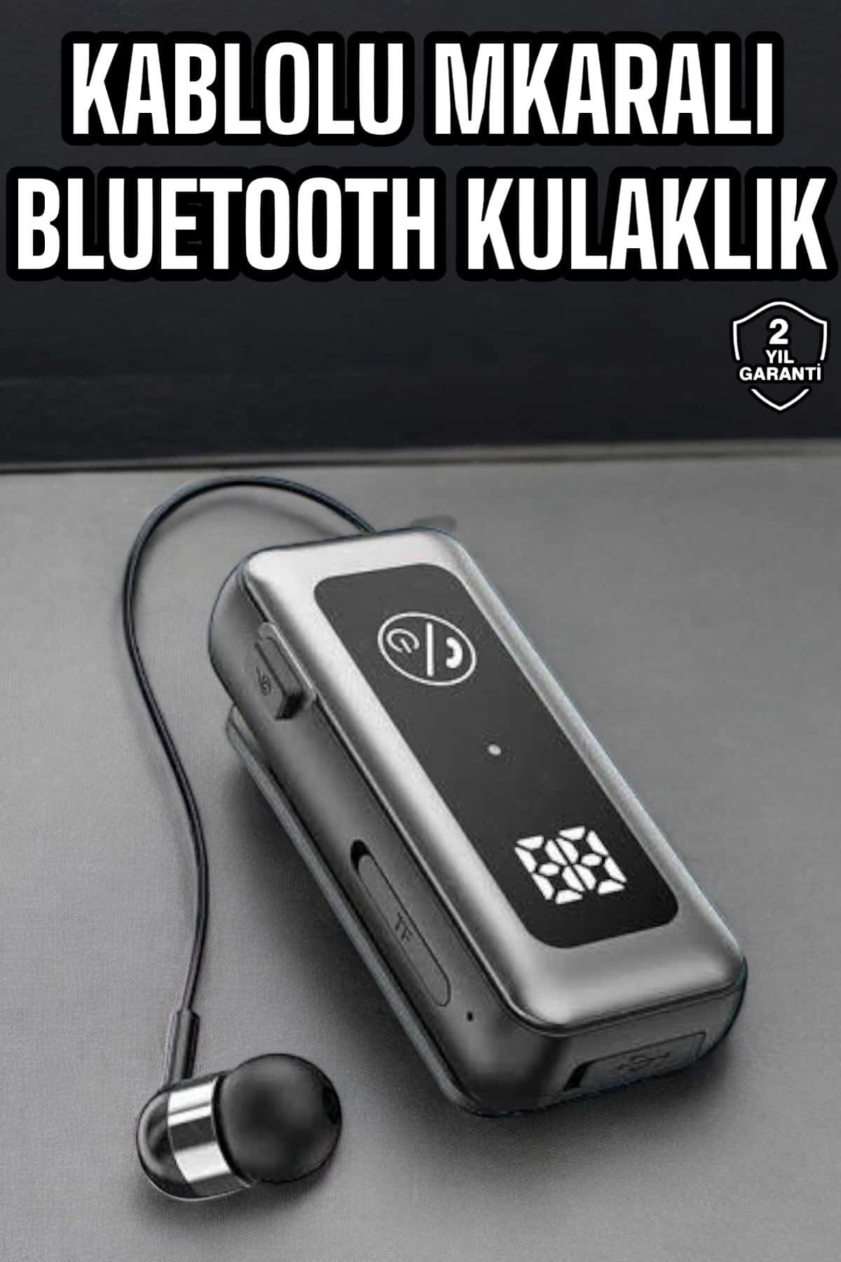 MKR Kablolu Bluetooth Kulaklık Kulak İçi Stereo Mikrofonlu Dijital Göstergeli